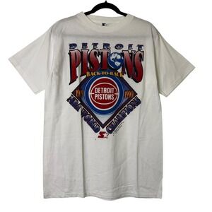 Vintage Detroit Pistons Back 2 Back World Champions Shirt Starter Sz L